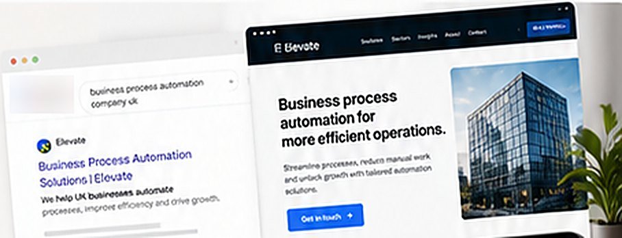Search result and the Elevate service page it leads to