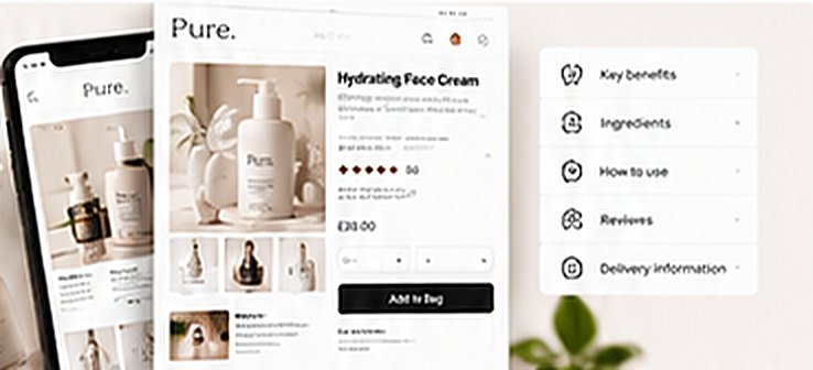 Pure. product page with ingredients, reviews and delivery information
