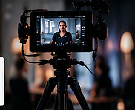 Camera filming an interview