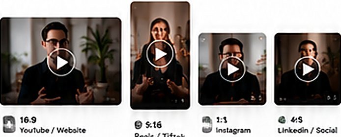 The same edit in 16:9, 9:16, 1:1 and 4:5 formats