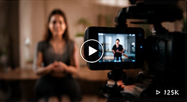 Talking-head video being filmed
