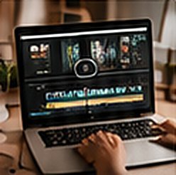 Laptop with video editing software