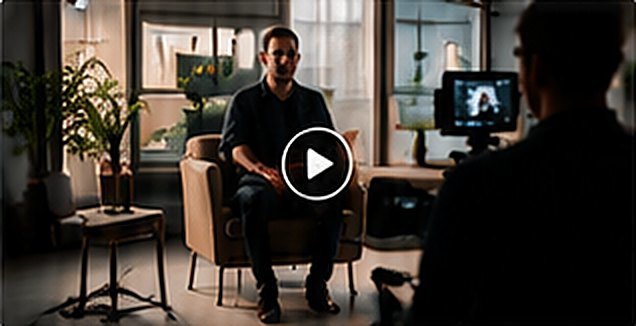 Interview being filmed in a studio