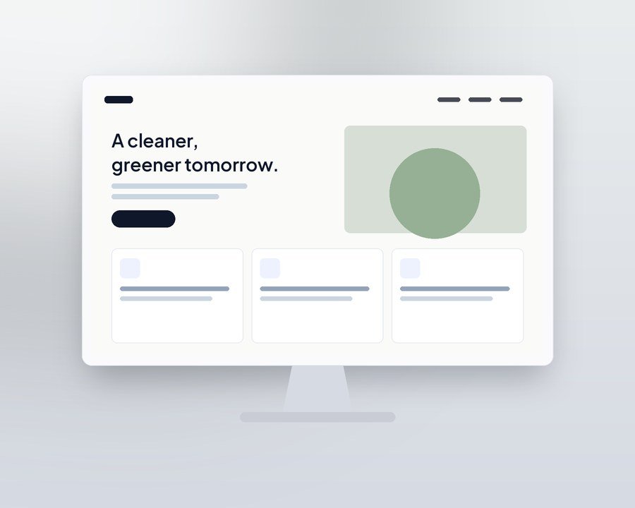 A brochure website shown on a desktop monitor